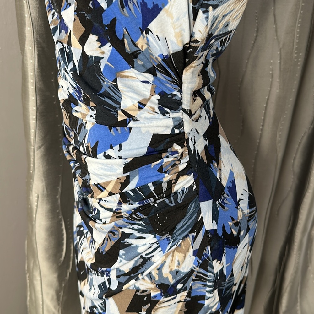 Laundry By Desing Women’s Dress Sz 8 Sheart Dress Black/blue/brown print . - Picture 3 of 9
